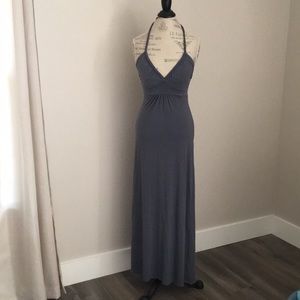 Blue-gray halter maxi dress
